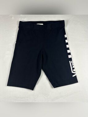 Vans Black Bike Shorts with White Checker Stripe